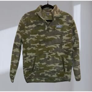 Eddie Bauer Fleece -Camo Quarter-Zip Pullover – Green Camouflage (Large)